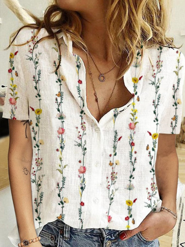 Camisa casual con estampado floral para mujer 