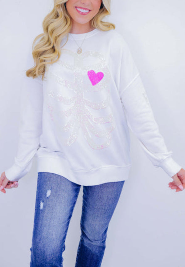 Skeleton Sequin Embellished Sweatshirt