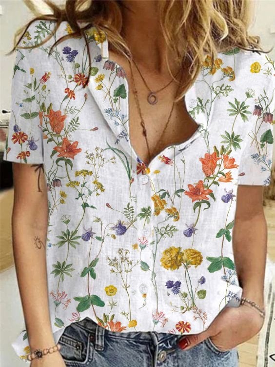 Chemise décontractée à imprimé floral pour femme 