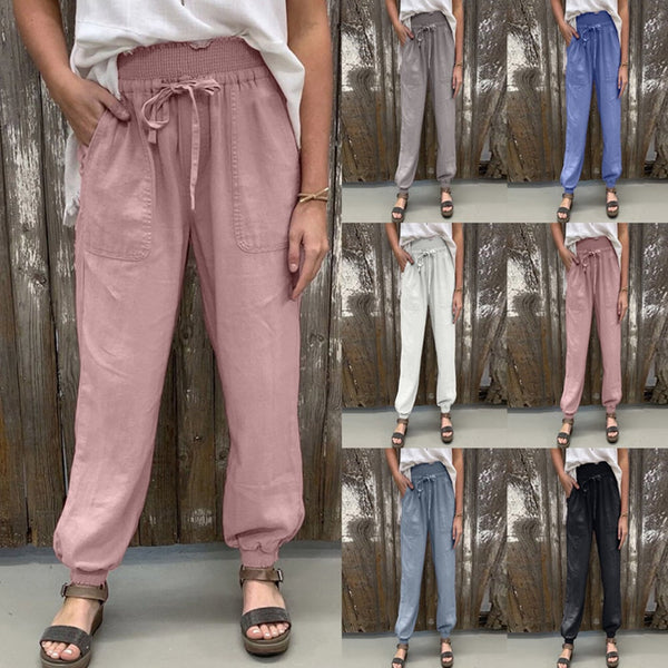 Pantalones casuales holgados con bolsillos para mujer 