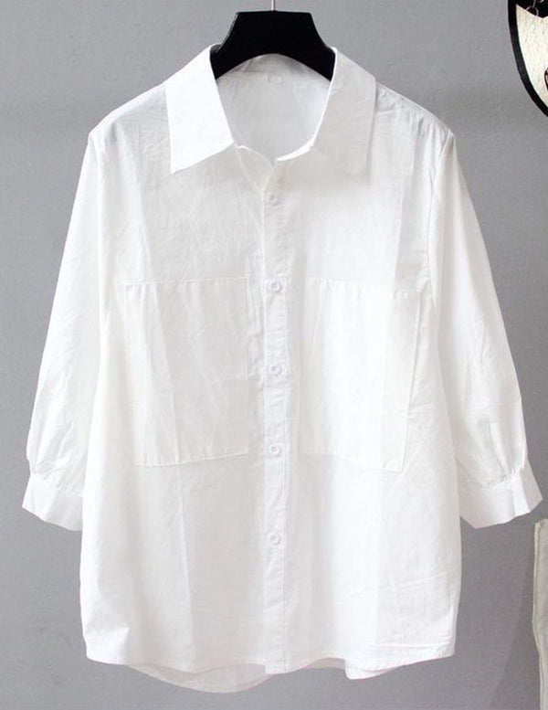 Chemise décontractée en coton et lin pour femme 