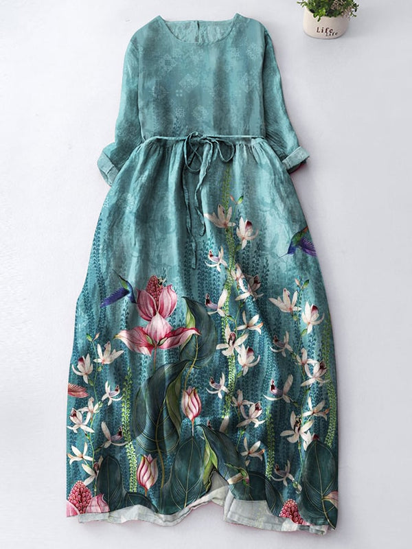 Robe élégante et élégante à imprimé floral artistique 