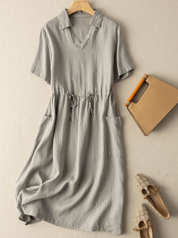 Women's Plain Pocket Casual Dress