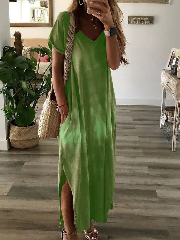 Robe décontractée à col en V pour femme 