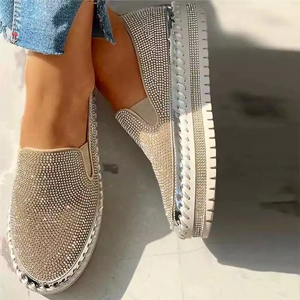 LetcloTM Zapatos sin cordones transpirables con plataforma de diamante para mujer 